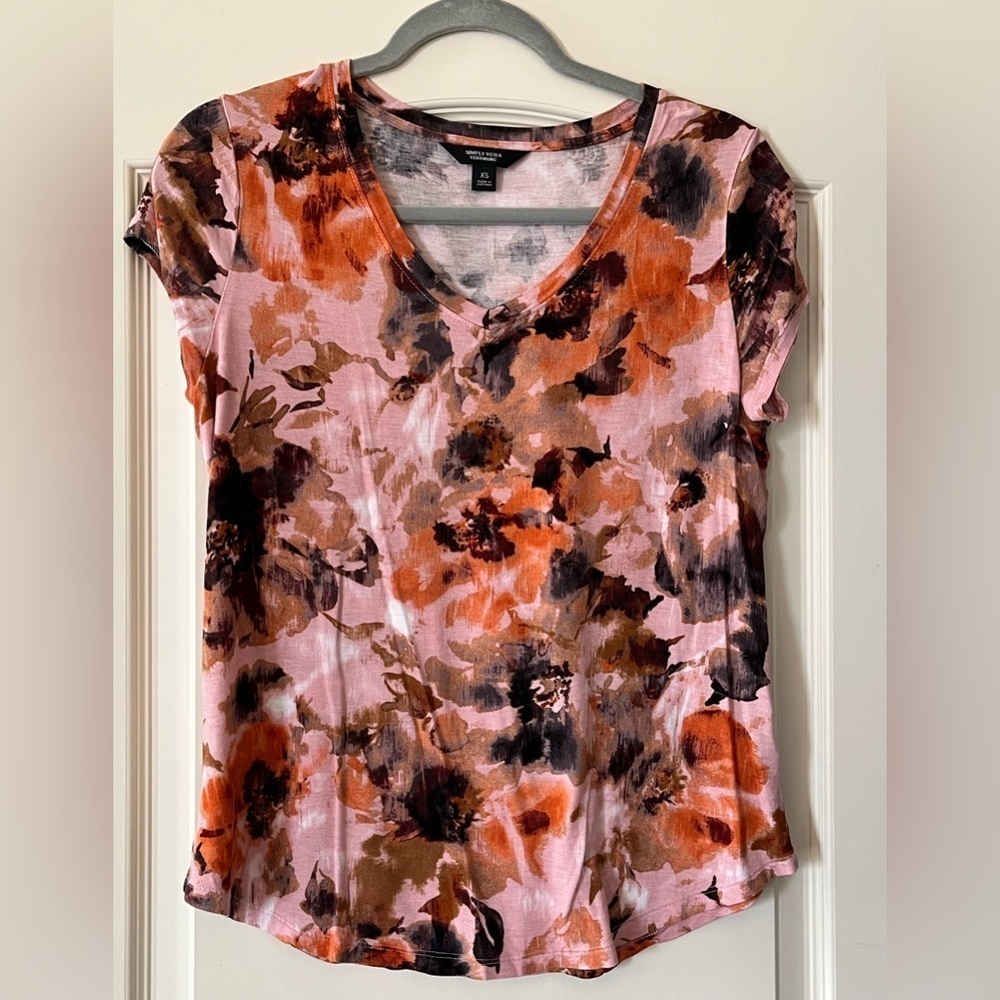 Simply Vera Vera Wang Floral Rayon Blouse Women’s Size XS